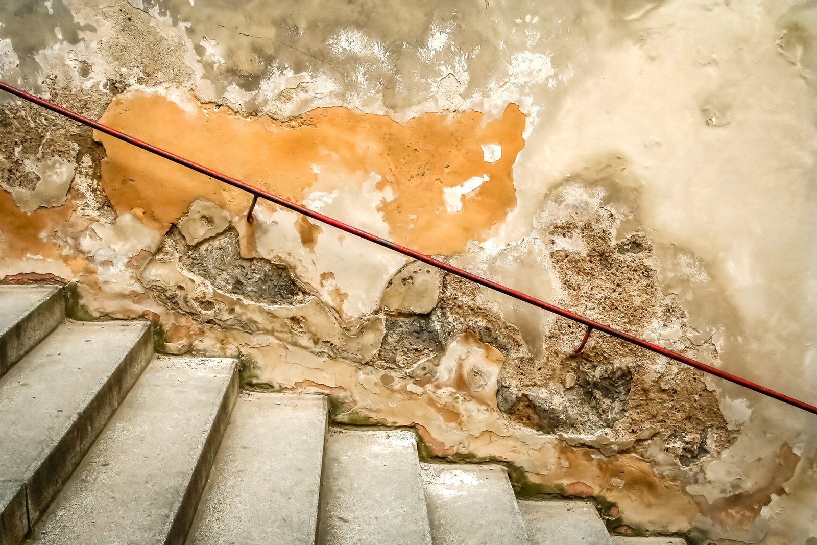 Dilapidated stairs in the old city in Prague, Chech republic