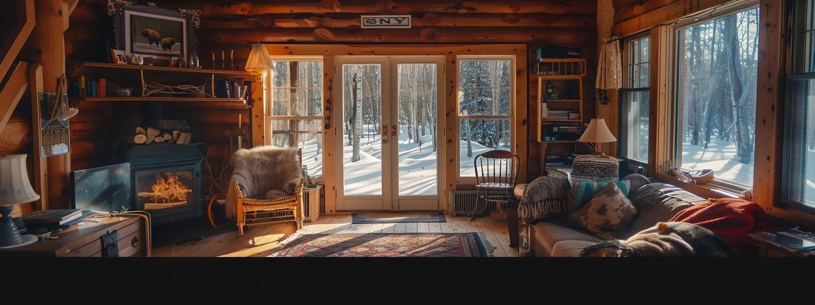 a cozy cabin insulated with bison wool, showcasing its superior quality over traditional materials.