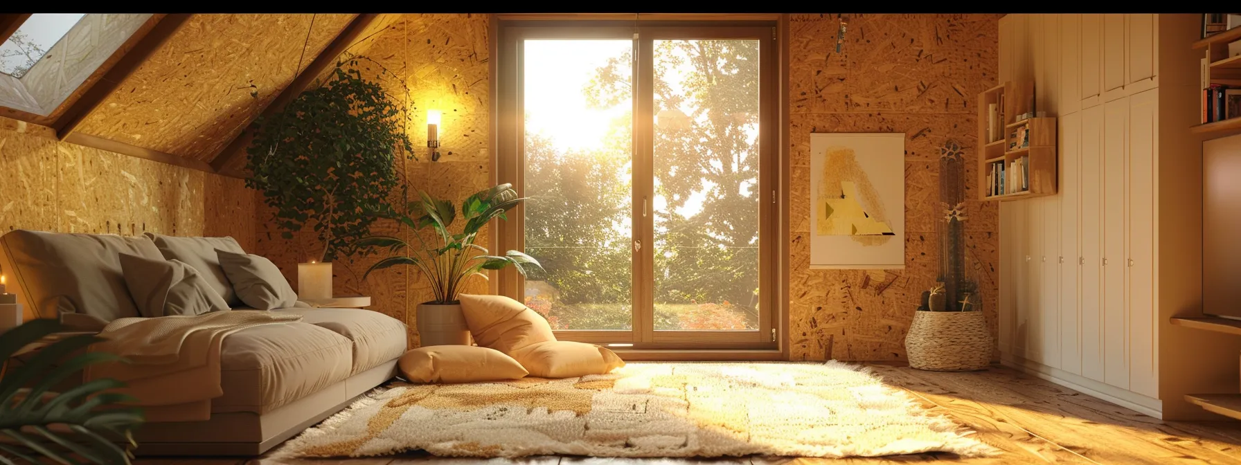 a cozy home interior with thick, high-quality insulation creating a warm and inviting atmosphere.