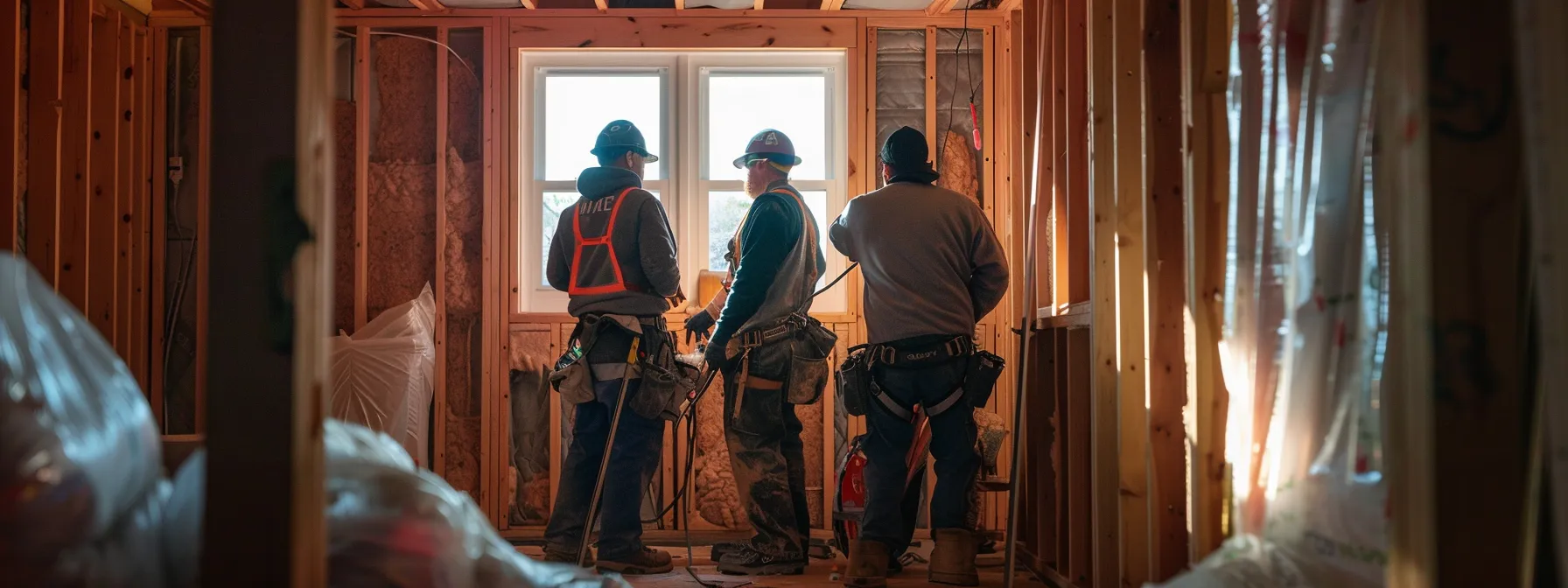 a group of experts conducting insulation work in a cozy prince edward island home, enhancing energy efficiency and sustainability.