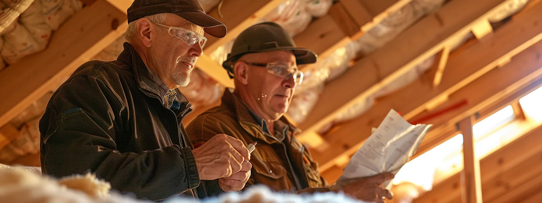 a homeowner consulting with insulation experts, carefully considering options for attic insulation to make an informed decision for their home's comfort and long-term value.