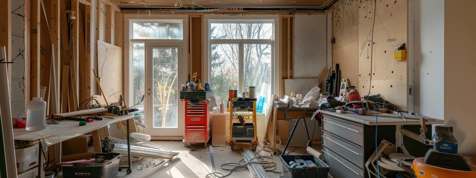 a clutter-free room with tools and equipment neatly organized, ready for spray foam insulation installation in an ottawa home.